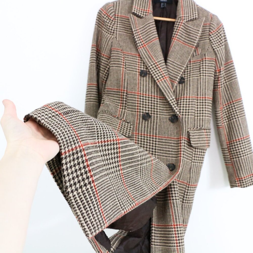 Forever 21 Tweed Double-Breasted Glen Plaid Coat - Picture 10 of 11
